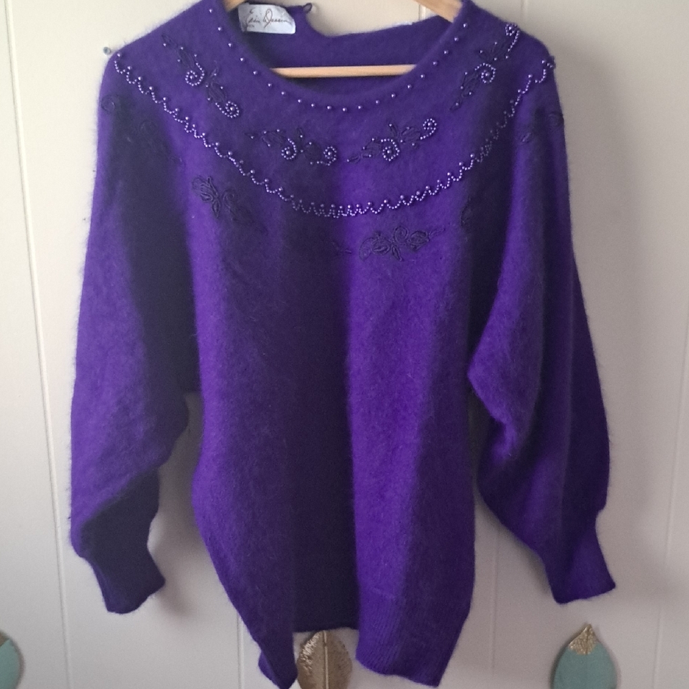 Vintage Purple Embellished Women's Sweater
